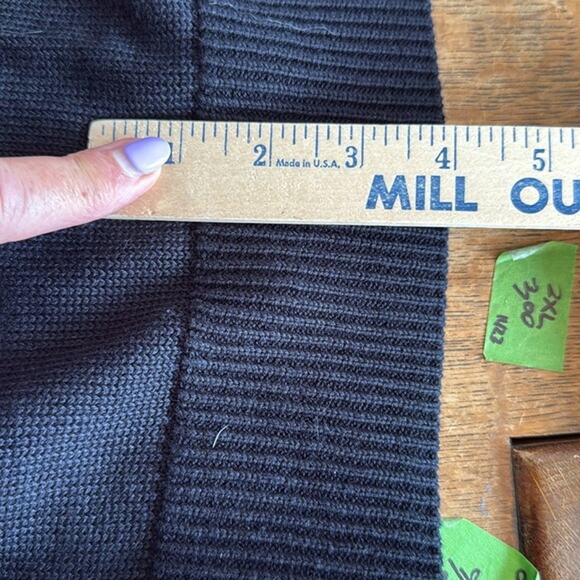 Black White Aztec Southwestern Women's Open Sweater Vest Duster 100% Cotton sz L - Picture 5 of 5